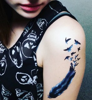 Feather and Birds Airbrush Tattoo