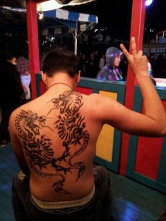 Double dragon airbrush tattoo