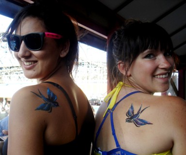 Matching Swallow Airbrush Tattoos