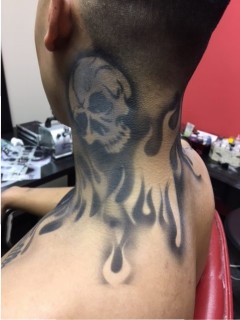 Skull and Flames Airbrush tattoo