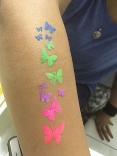 neon butterflies airbrush tattoo