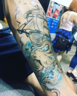 kracken airbrush tattoo by Tattoos for Now