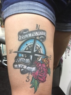 Not all who wander are lost airbrush tattoo