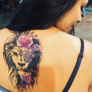 Lion airbrush tattoo